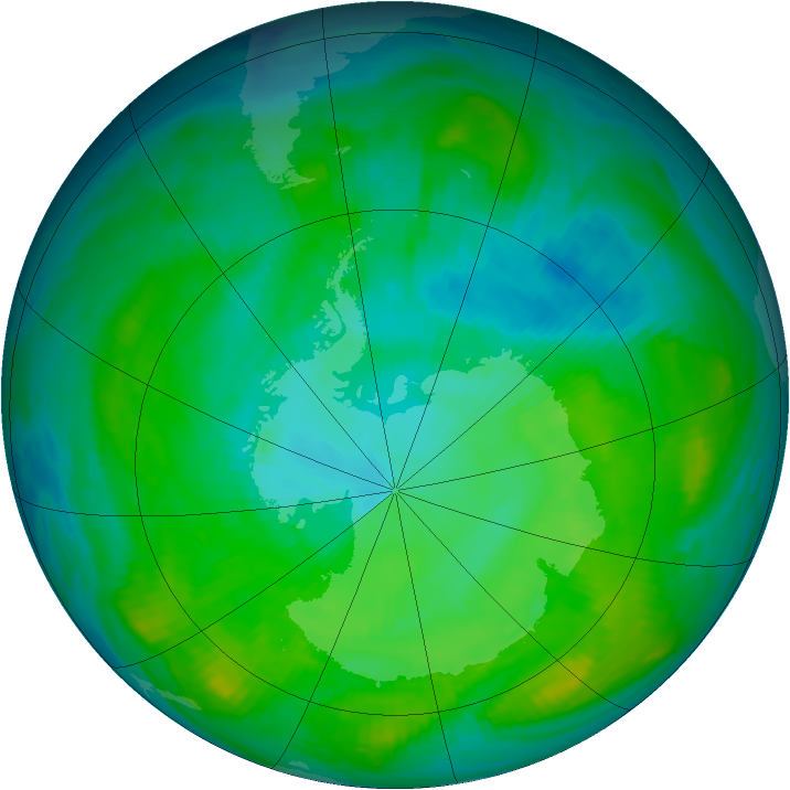 Antarctic ozone map for 30 January 1981